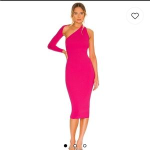 NBD/Revolve: Kaiya Midi Dress in Hot Pink-NWT